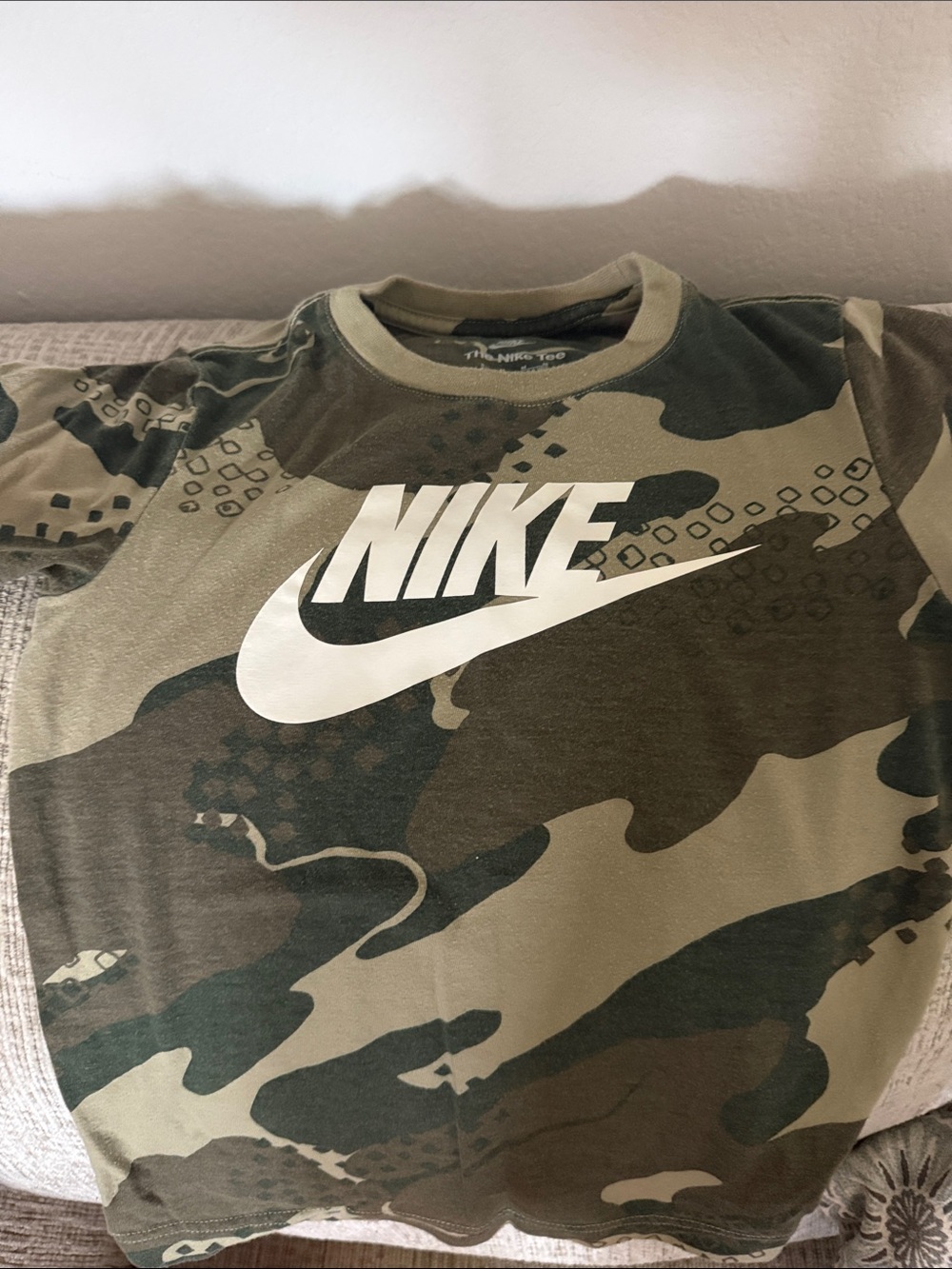 Nike Camo Logo Tee in Olive & Khaki